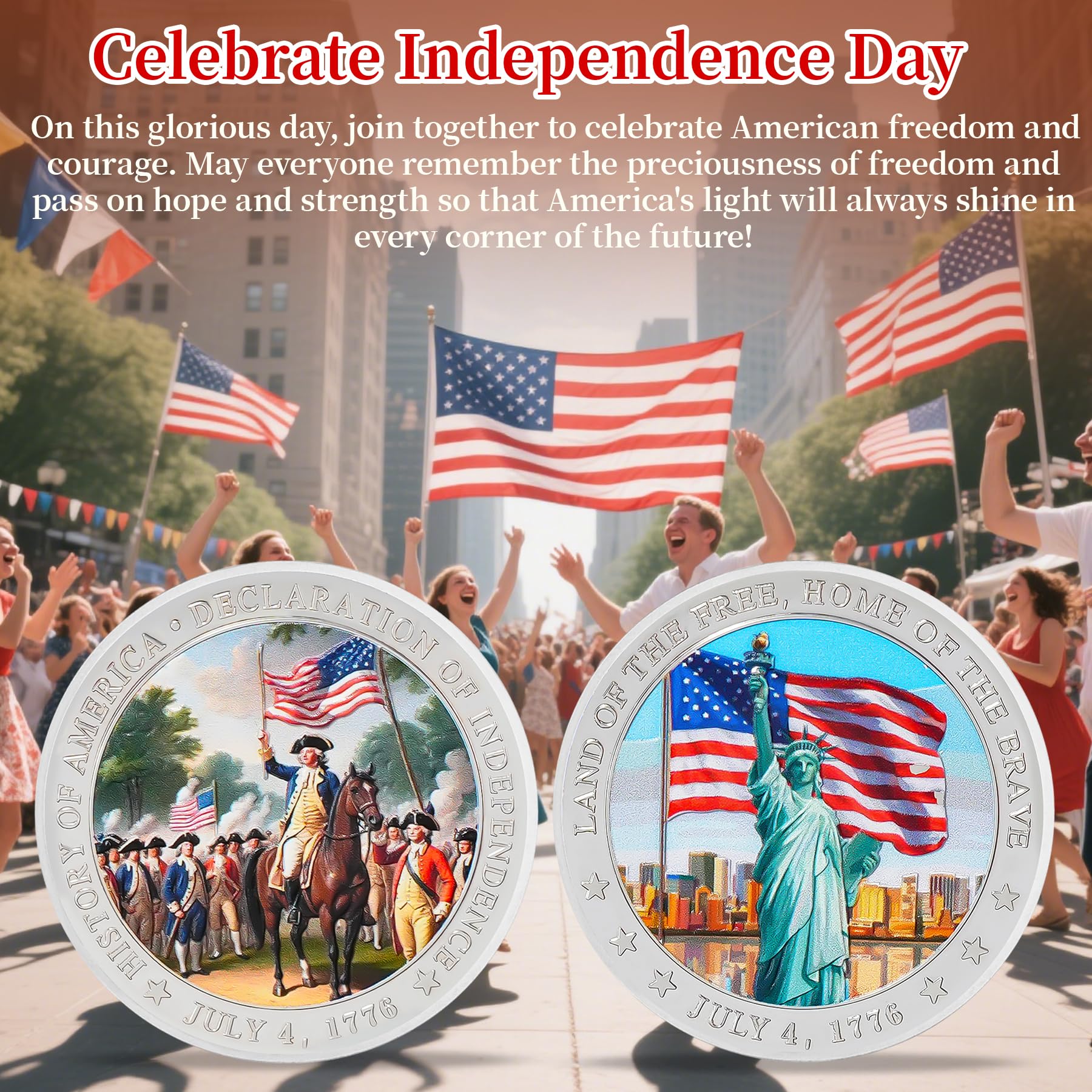 250th Anniversary of America Independence Day Commemorative Coin - 4th of July 1776 Statue of Liberty Military Challenge Coin - Patriotic Gifts for Men Women Veterans Student mysite