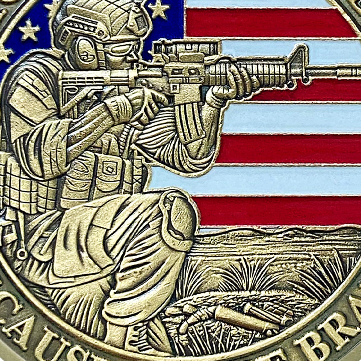 Battlefield and Rifle-wielding Patriotic Military Veterans Challenge Coin mysite