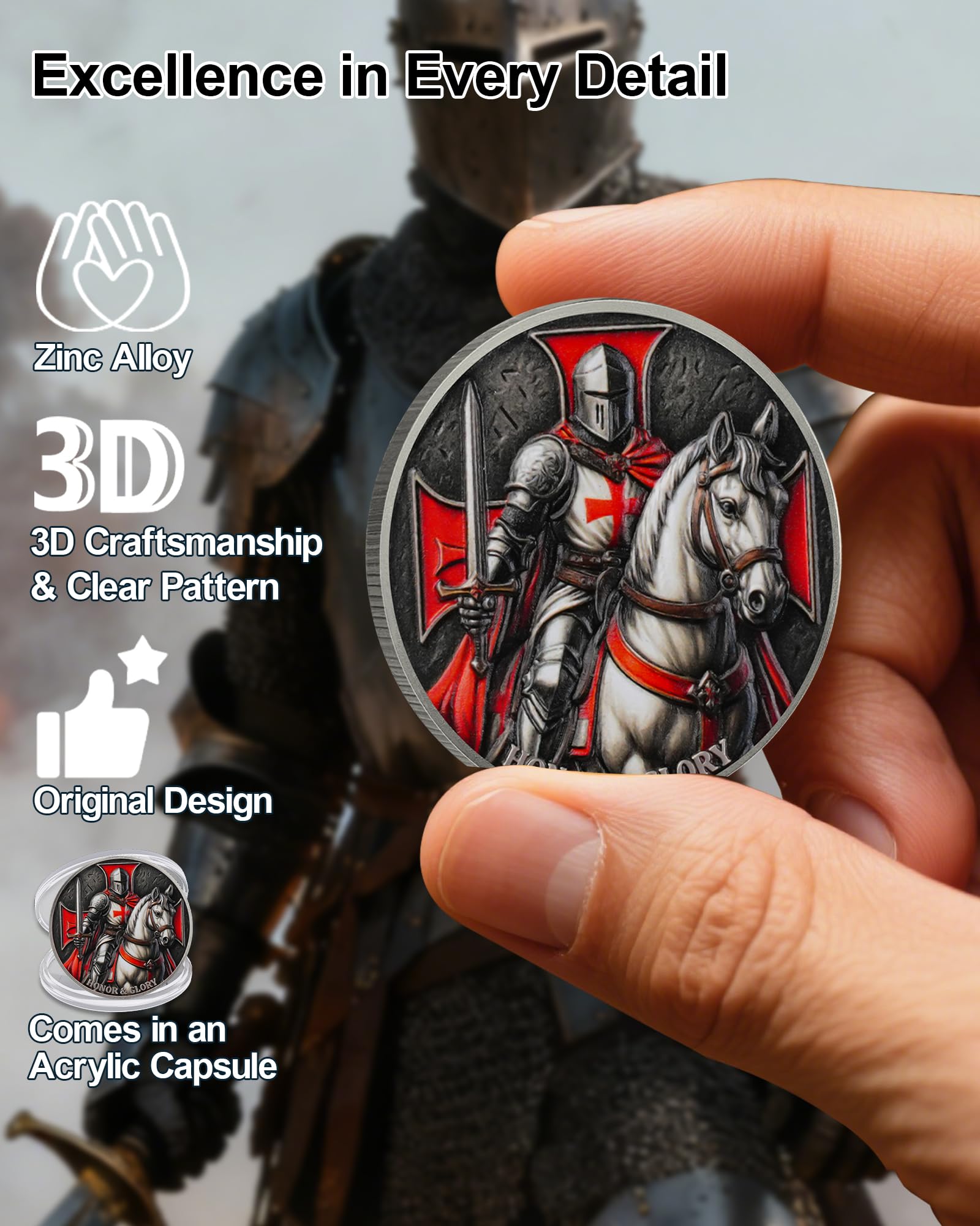 Knights Templar Challenge Coin with Red Cross mysite