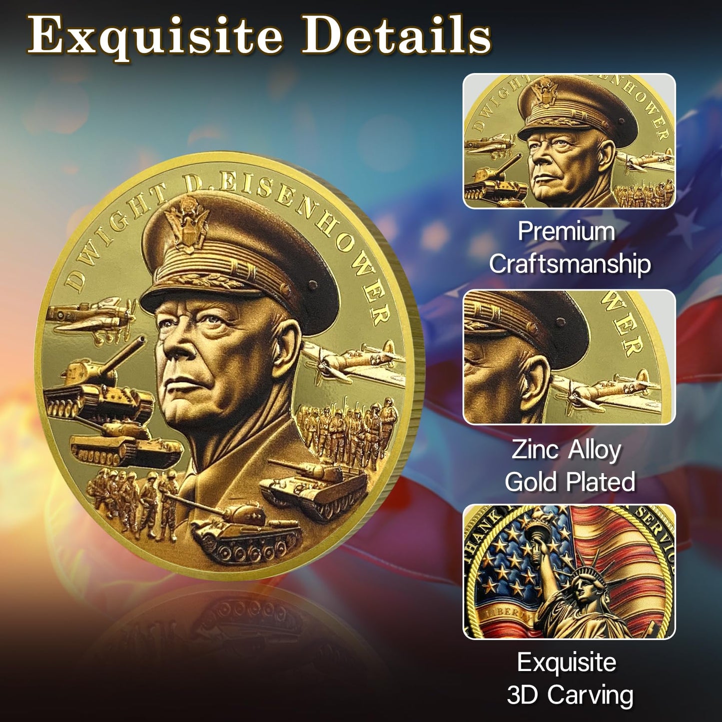 Thank You for Your Service Veteran Military Challenge Coins(Dwight D. Eisenhower) mysite
