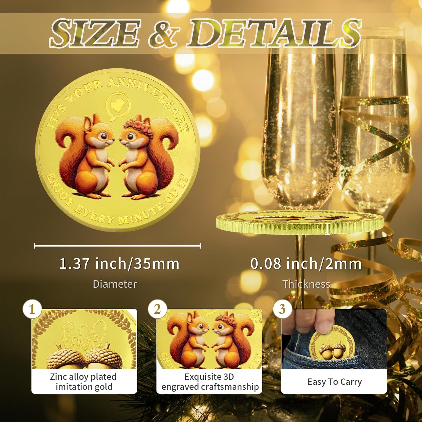 Anniversary coin sweet dove squirrel wedding chip medallion anniversary gift romantic coin mysite