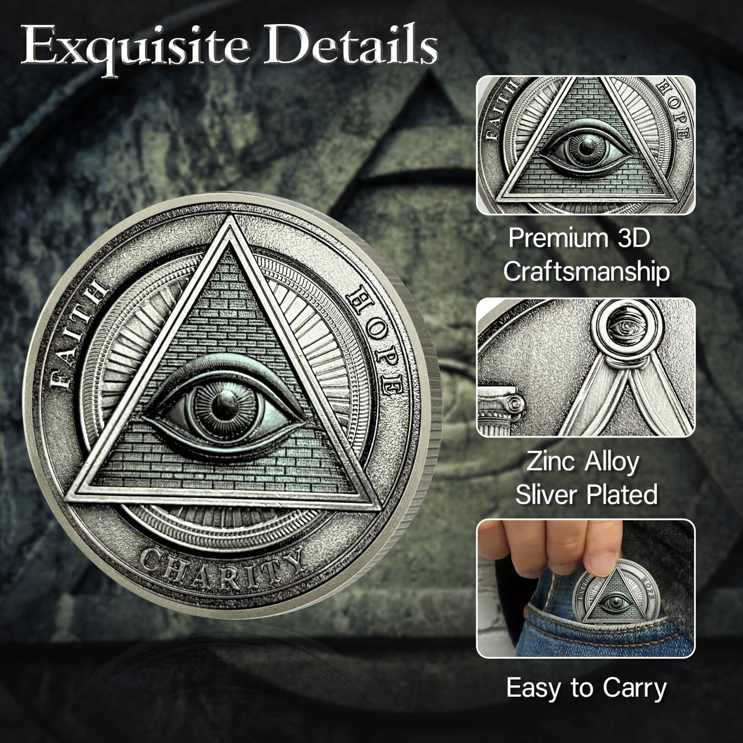 All-Seeing Eye Masonic Challenge Coin mysite