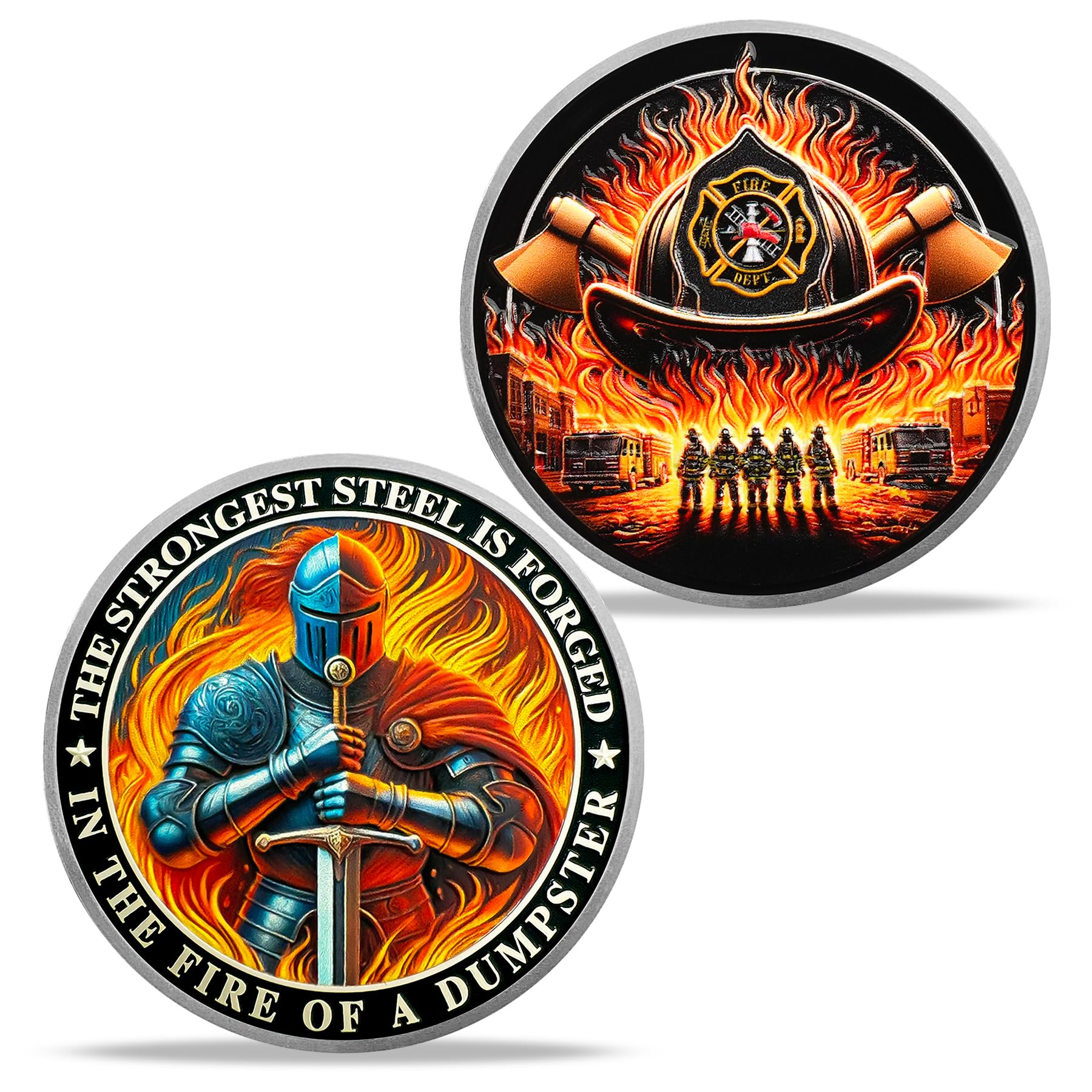 Firefighter Helmet and Double Axe Knight Challenge Coin mysite