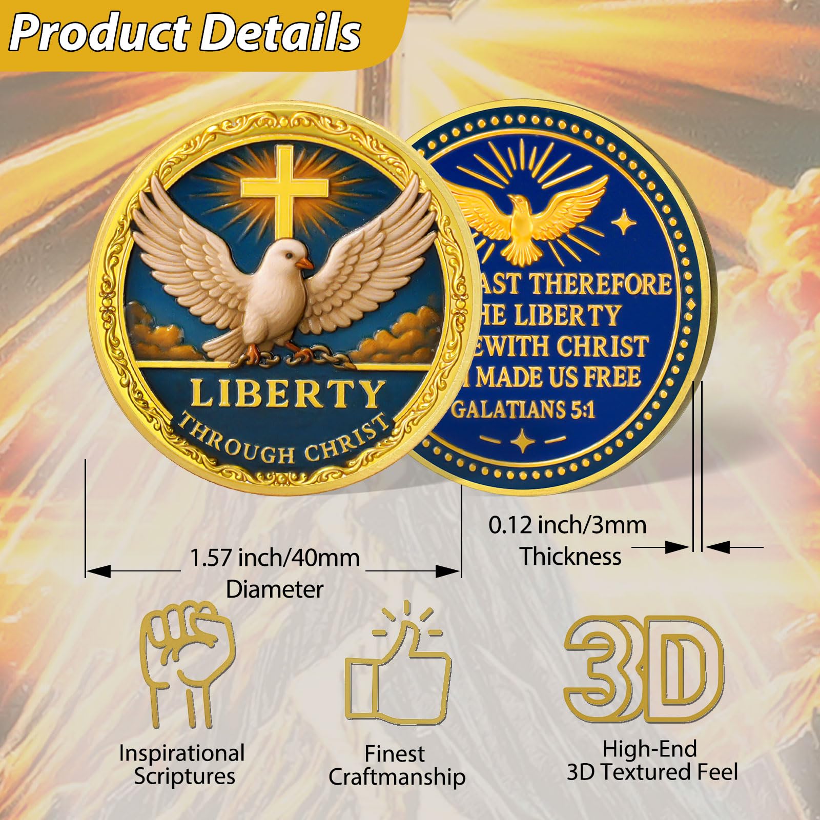 Christian Liberty Challenge Coin with Galatians 5:1 Bible Verse mysite