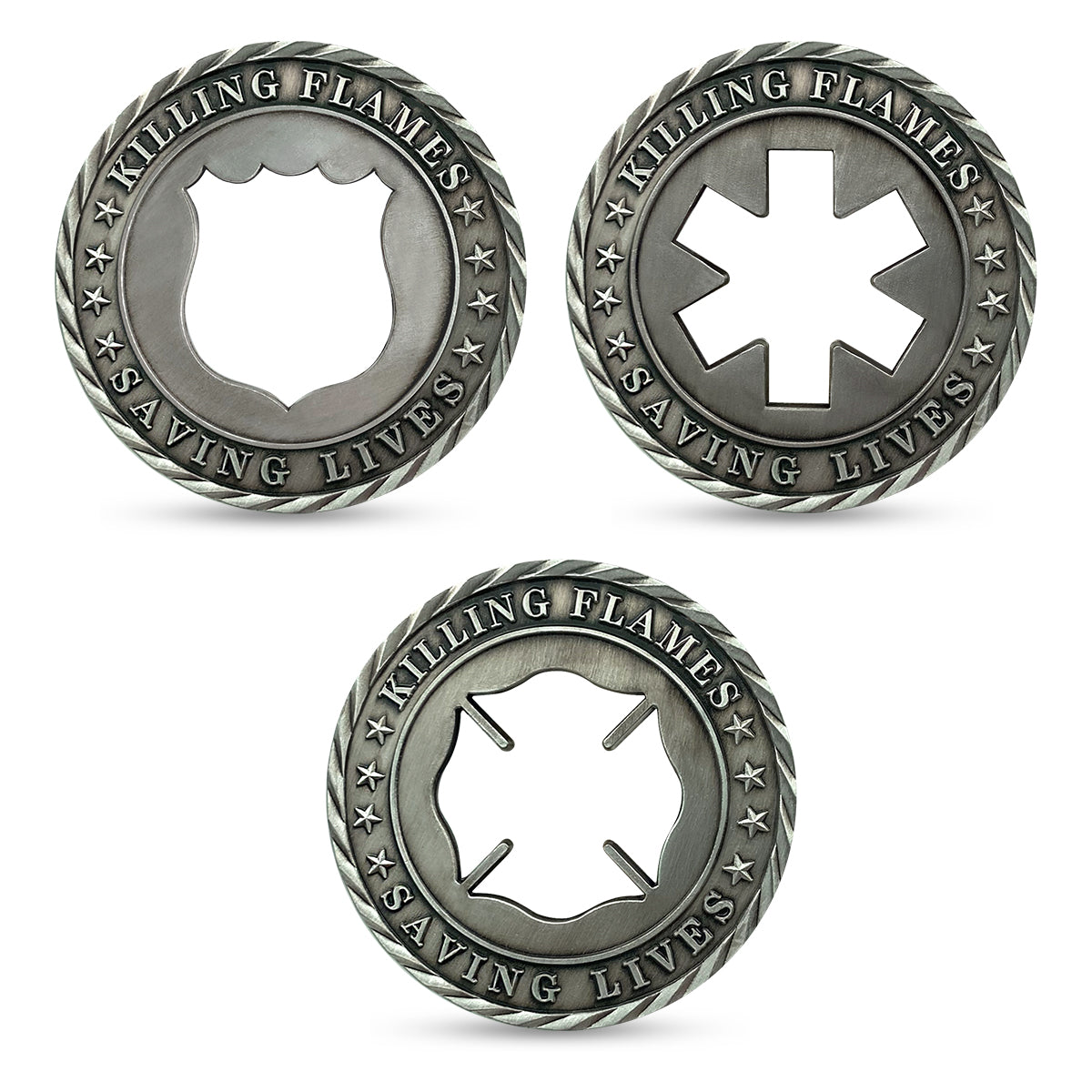 3 Pcs Sliver Openwork Police Challenge Coins Law Enforcement Officer Gifts Set mysite
