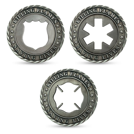 3 Pcs Sliver Openwork Police Challenge Coins Law Enforcement Officer Gifts Set mysite