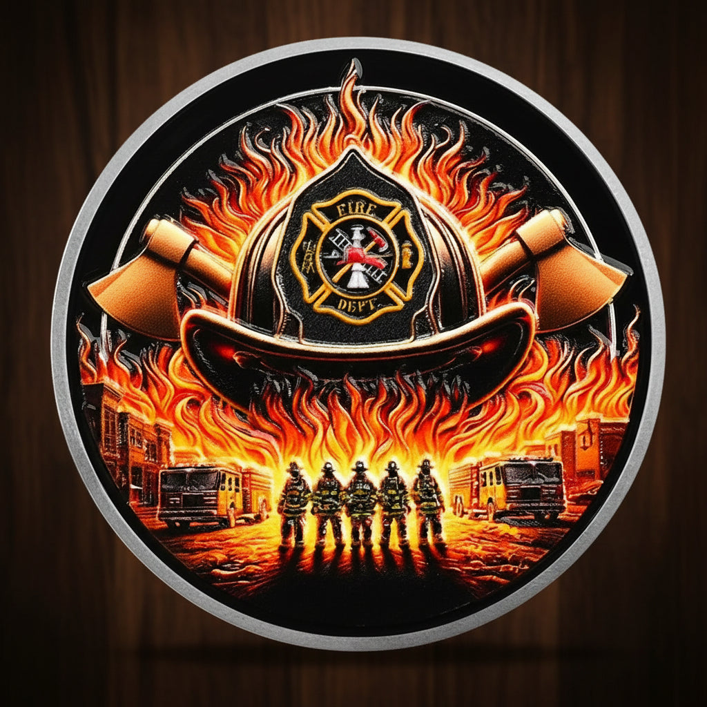 Firefighter Helmet and Double Axe Knight Challenge Coin mysite