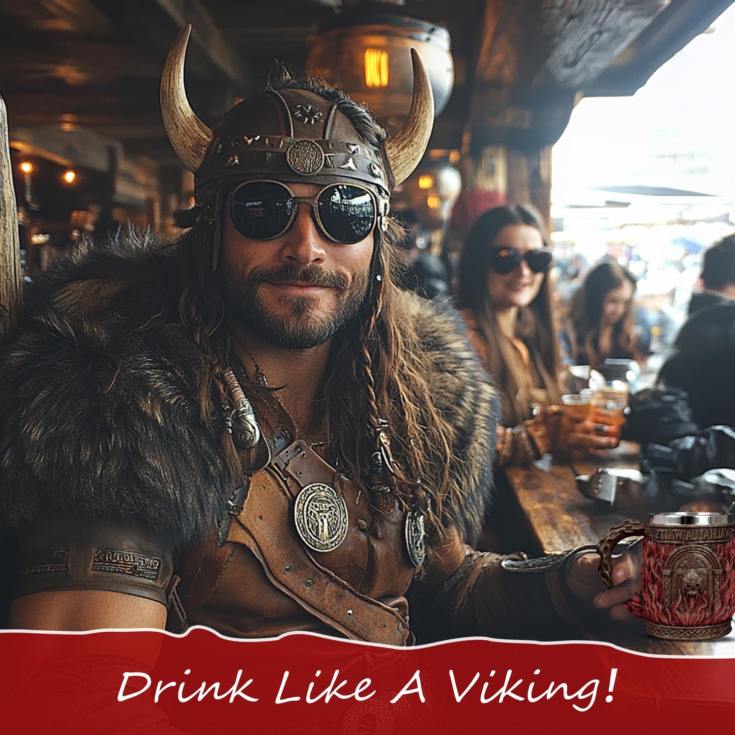 Glory Handmade Viking Mug - 20oz Valhalla Gate Beer Stein - 304 Stainless Steel Novelty Norse Mythology Cup mysite