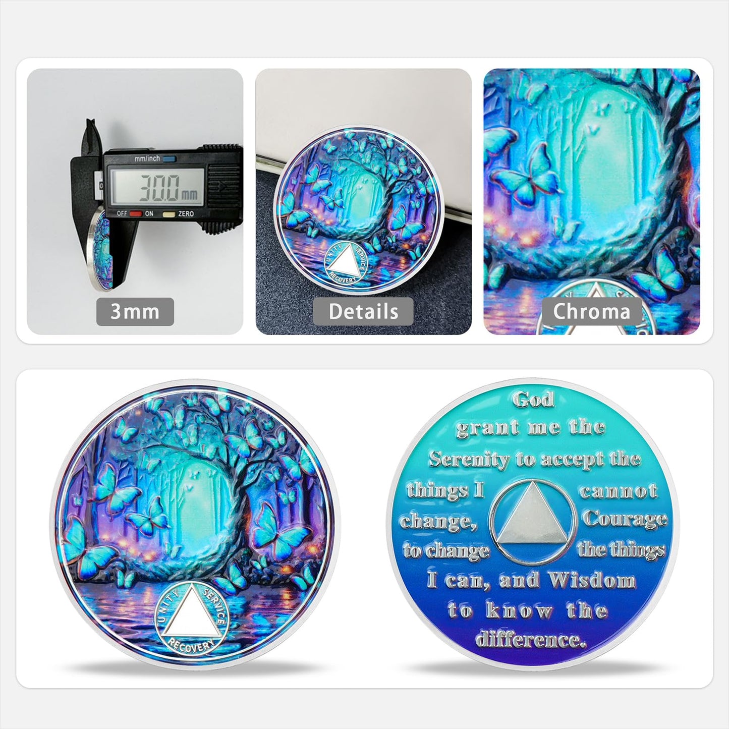 Butterfly Tree Design Serenity Prayer Recovery Coin mysite