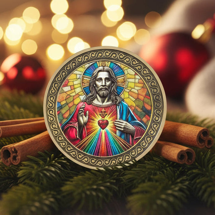 Original Sacred Heart Christian opper John 8:12 Jesus Religious Challenge Coin mysite