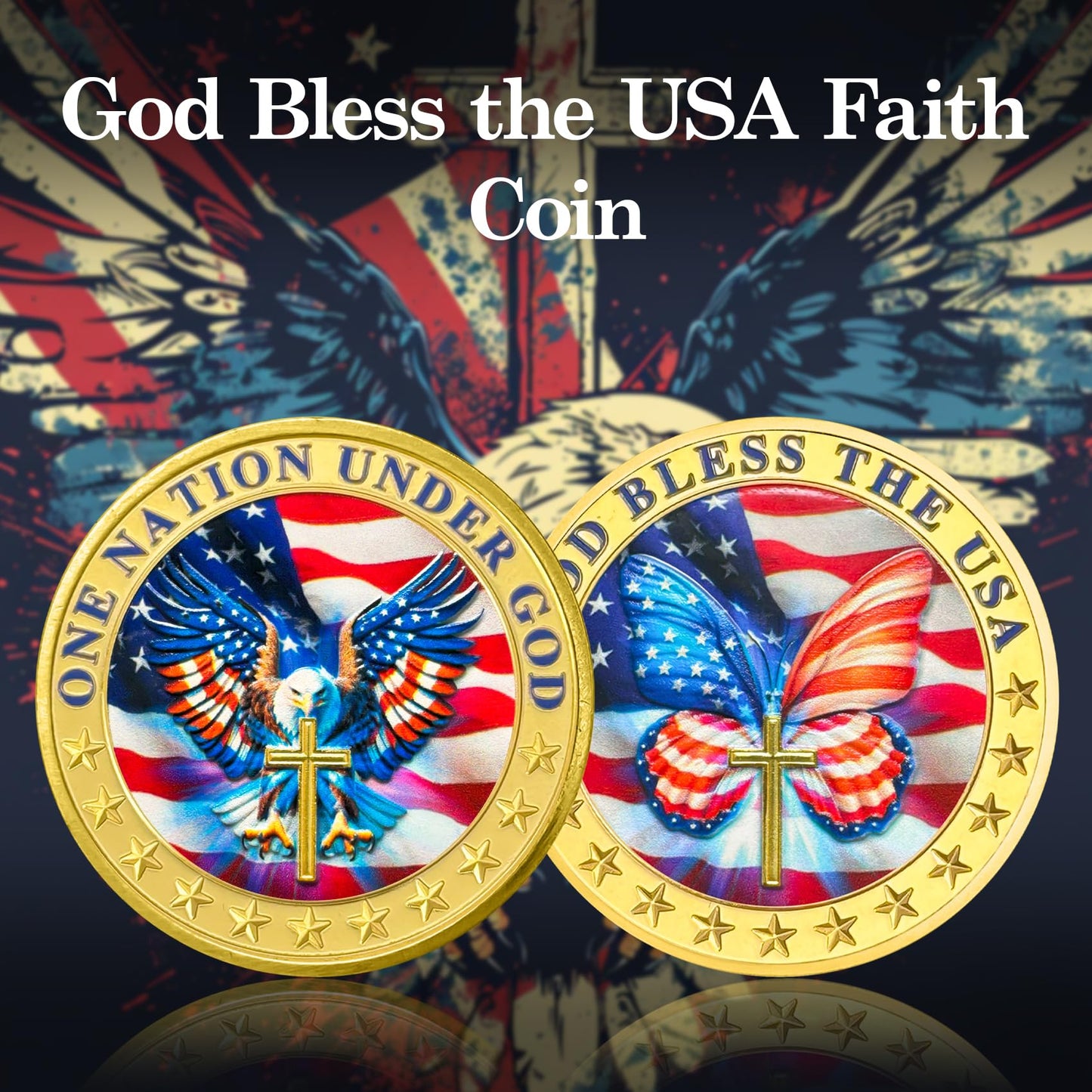Veteran Faith Christian God Bless The USA Military  Challenge Coins mysite