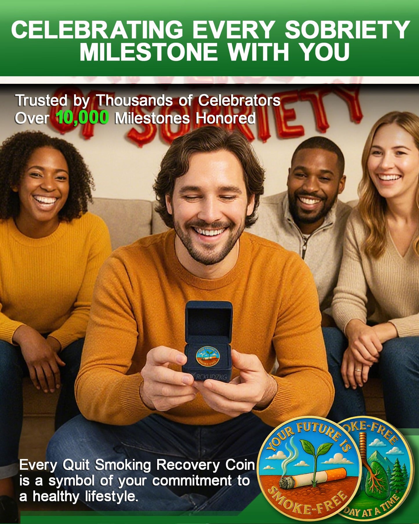 Quit Smoking Recovery Coin, Your Future is Smoke-Free Sobriety Coin - Addiction Recovery Medals for Anxiety Relief, Anti-Smoking Inspirational Gifts for Men & Women YRCKUDZKG