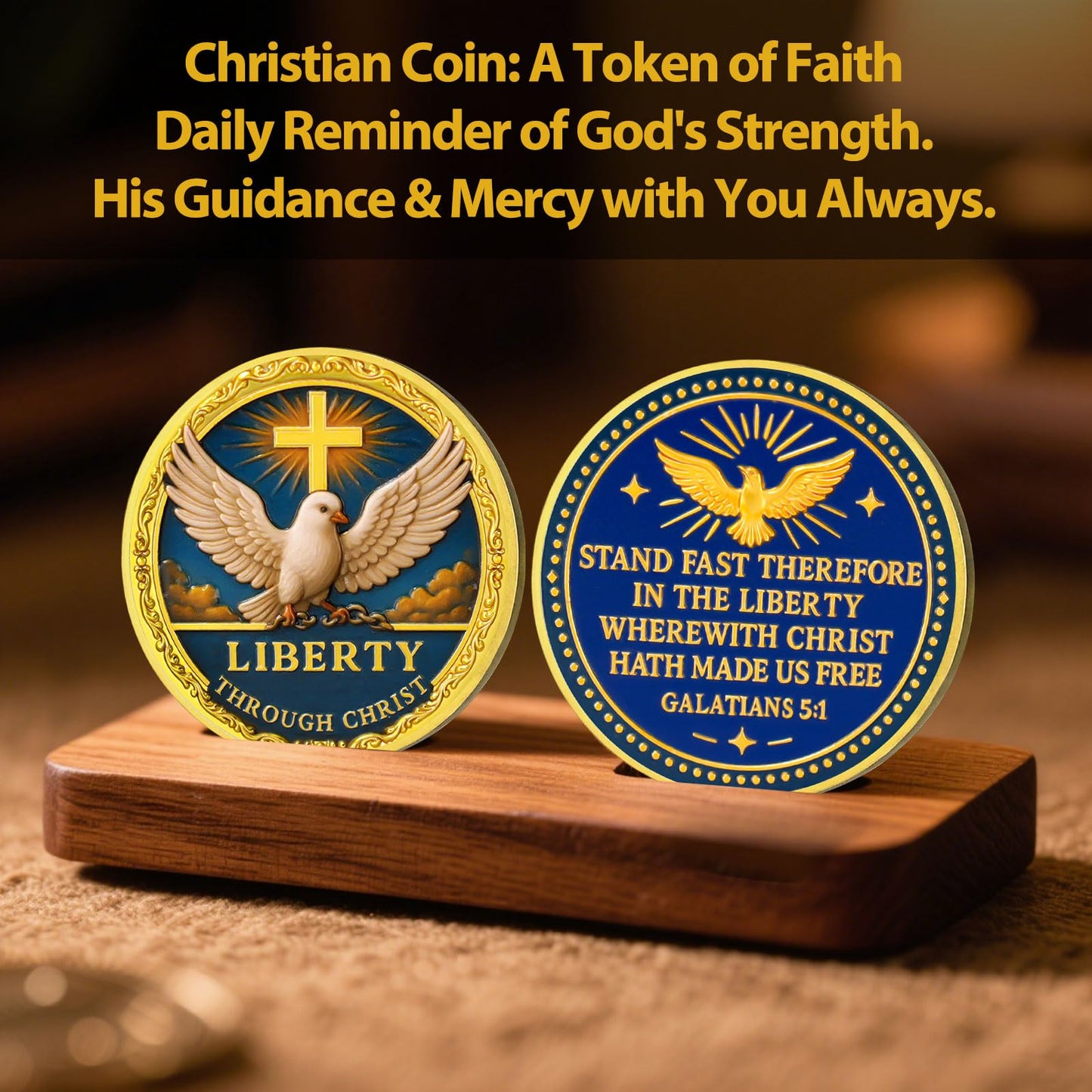 Christian Liberty Challenge Coin with Galatians 5:1 Bible Verse mysite