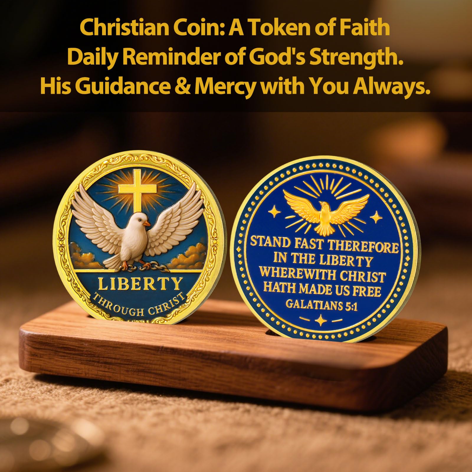 Christian Liberty Challenge Coin with Galatians 5:1 Bible Verse mysite