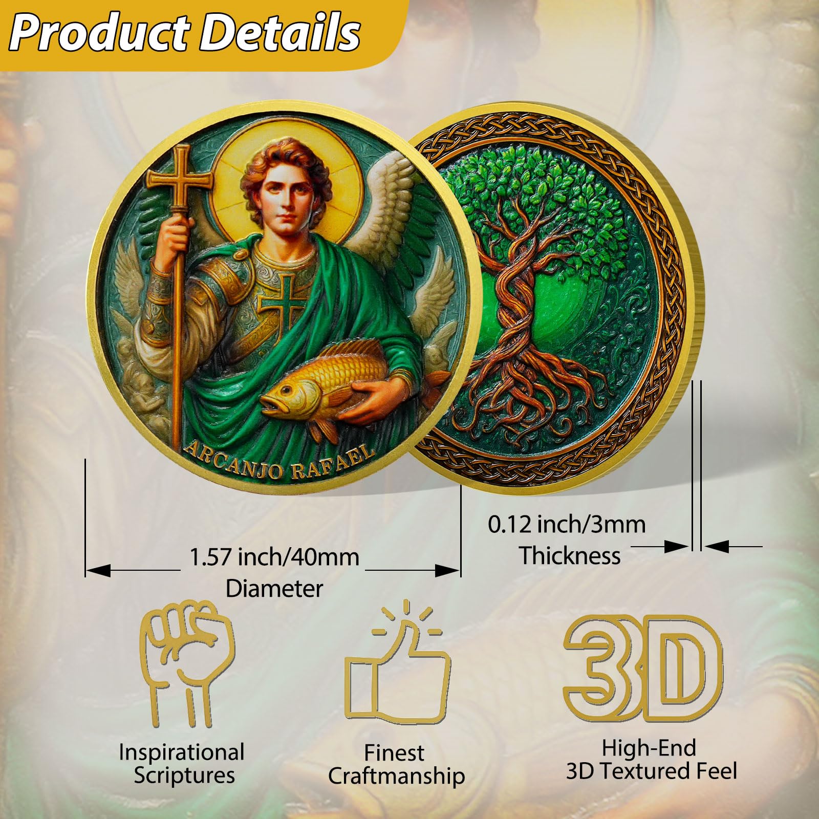 Archangel Raphael Healing Prayer Christian Challenge Coins mysite