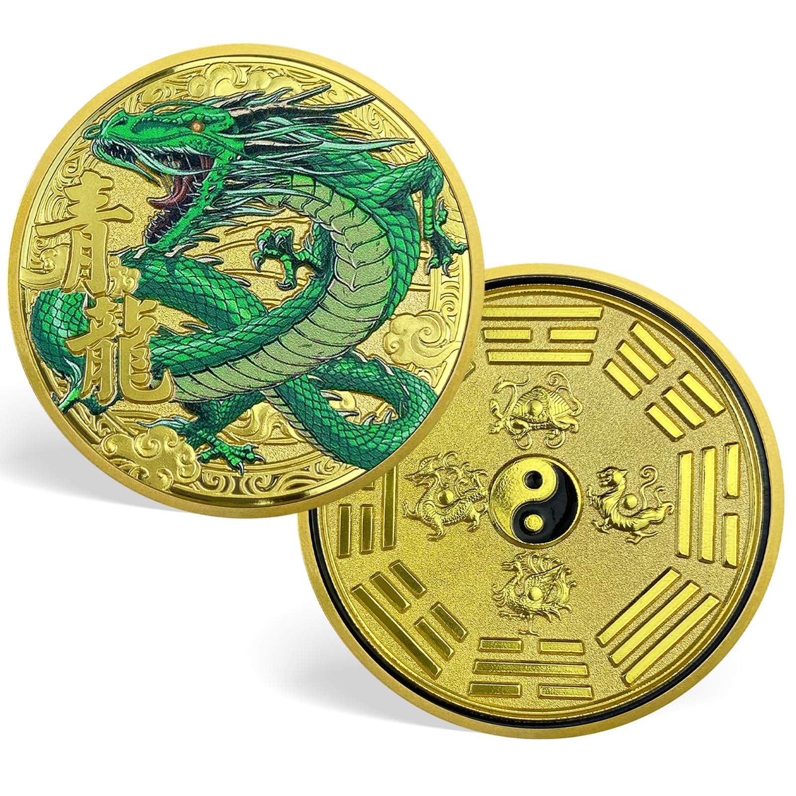 Chinese Coins Ancient Mythical Creatures Blue Dragon Lucky Coin Lottery Ticket Scratcher Tool Attract Good Luck Novelty Coins Lucky Charms Challenge Coins mysite