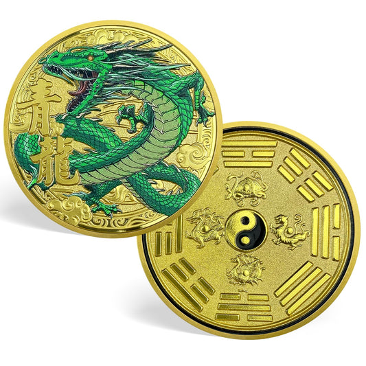 Chinese Coins Ancient Mythical Creatures Blue Dragon Lucky Coin Lottery Ticket Scratcher Tool Attract Good Luck Novelty Coins Lucky Charms Challenge Coins mysite