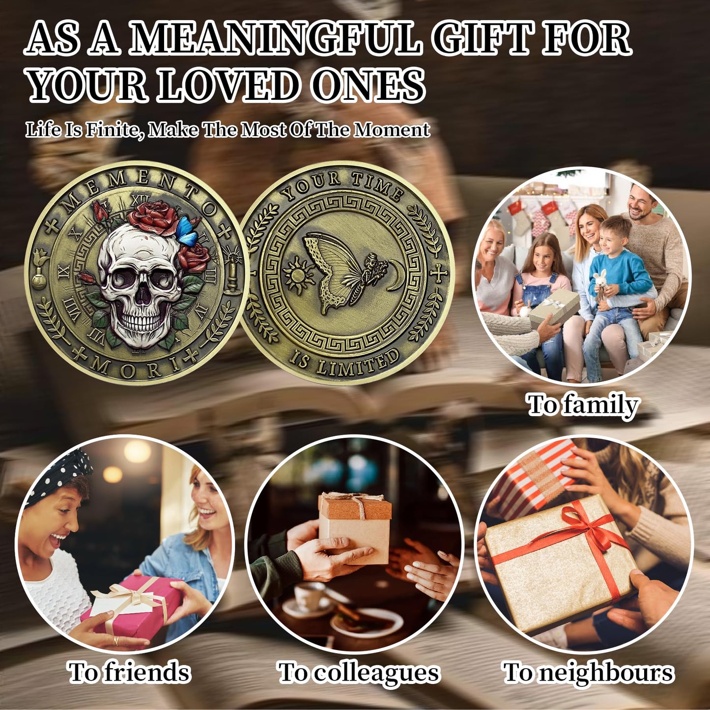 Stoic Reminder Token for Daily Stoic Meditations 3D Skull Memento Mori Challenge Coins mysite