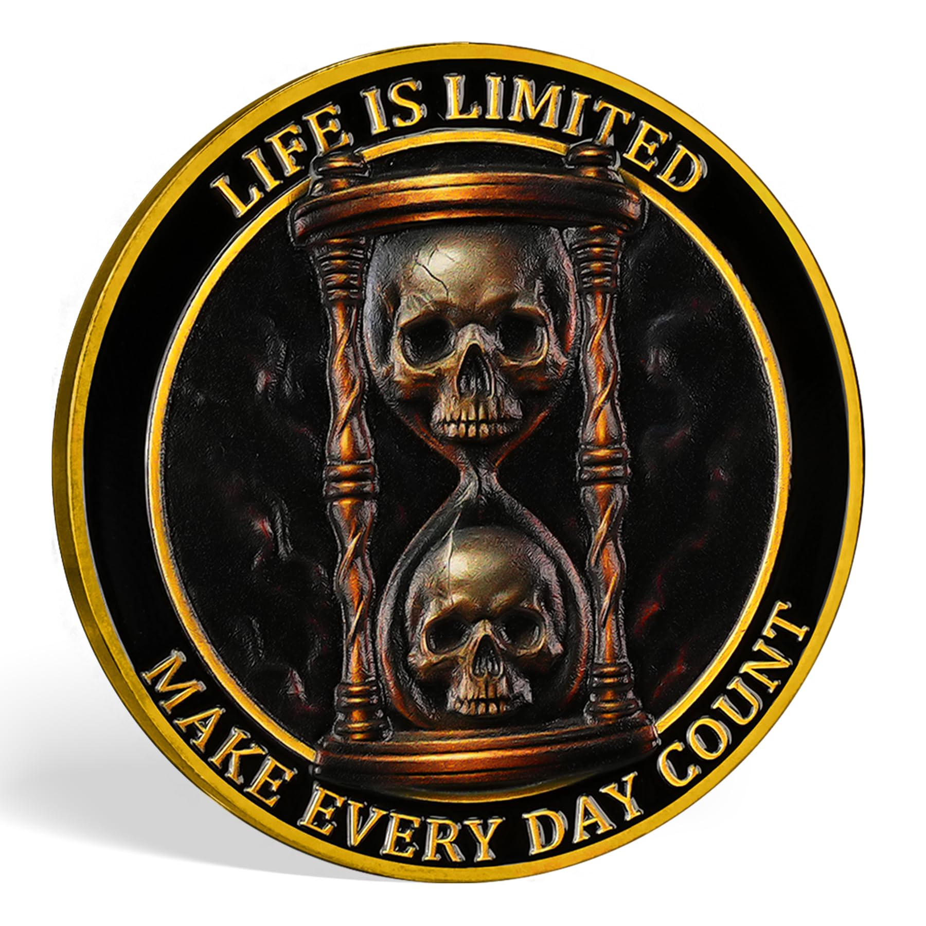 Memento Mori Challenge Coin Skull Cave & Hourglass Token with Life is Limited Make Every Day Count Pocket Coin mysite