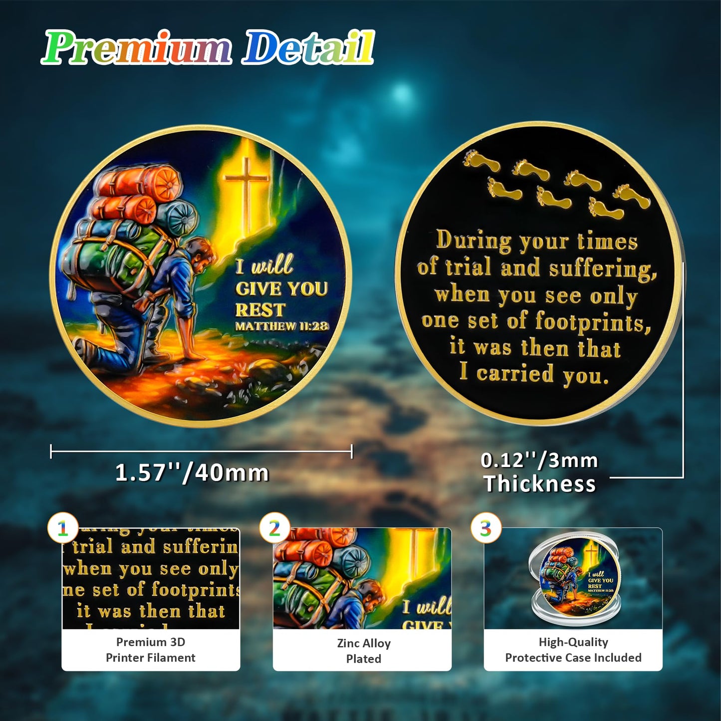 I Will Give You Rest Christian Challenge Coin mysite