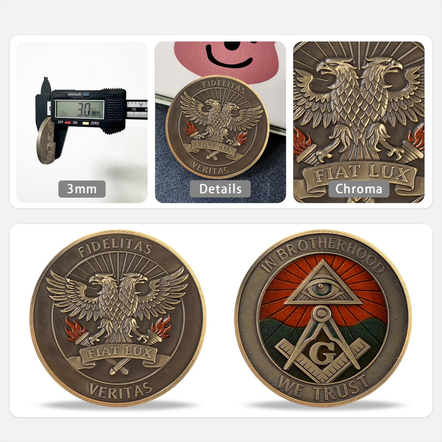 Fidelitas Veritas Fiat Lux Masonic Commemorative Coin mysite