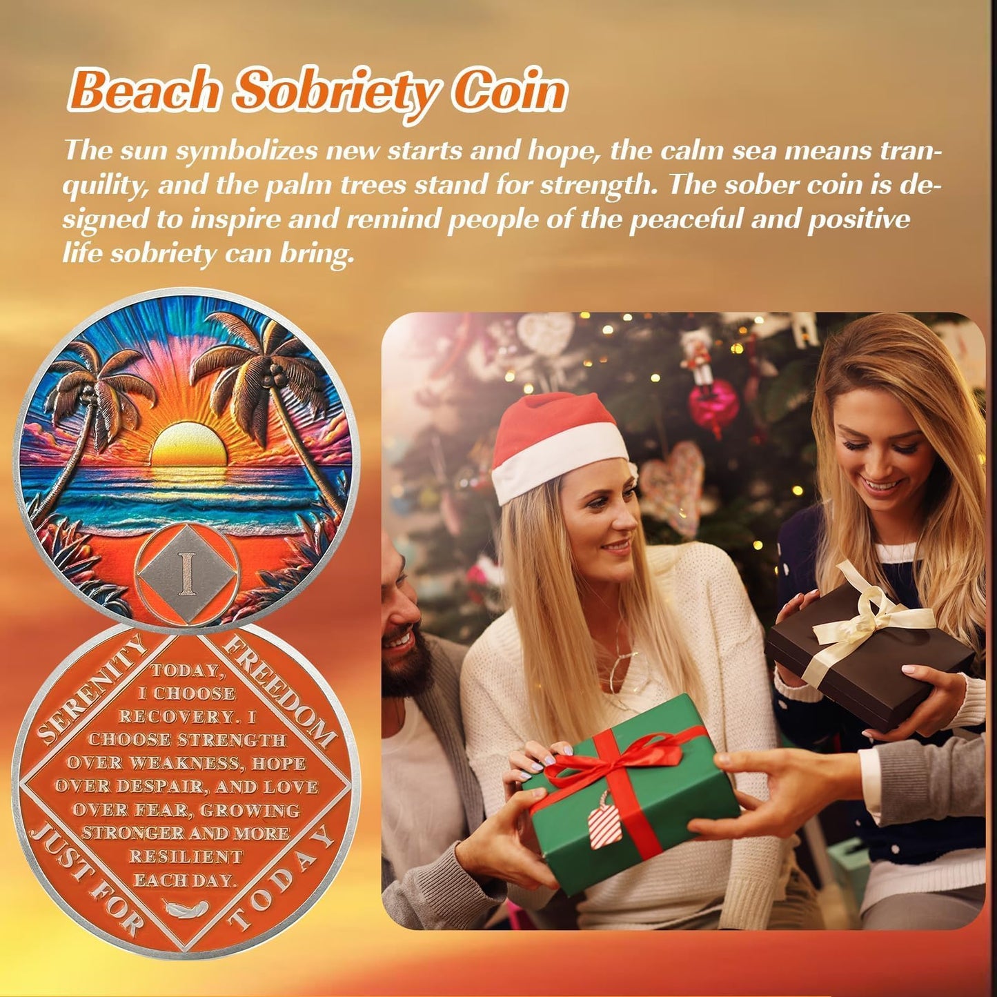 Personalized Beach Sunset NA Recovery Coin mysite