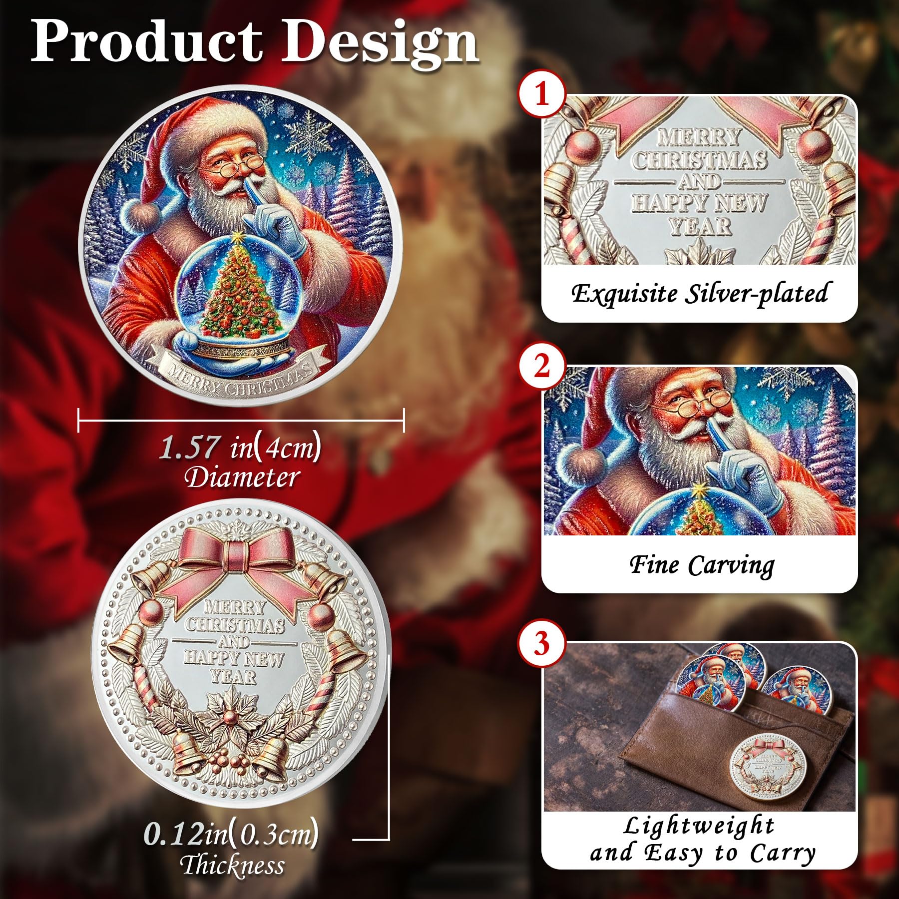 Crystal Ball Santa Claus Coin Merry Xmas Commemorative Coin mysite