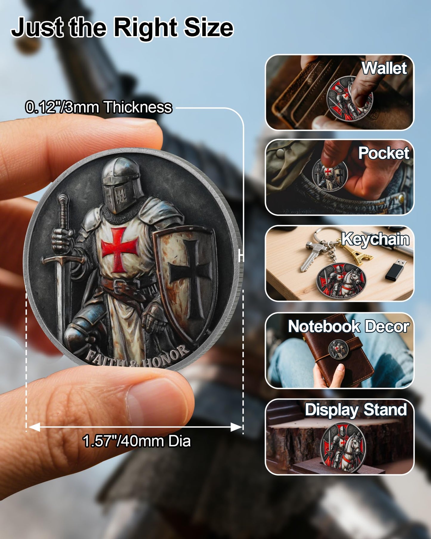 Knights Templar Challenge Coin with Red Cross mysite