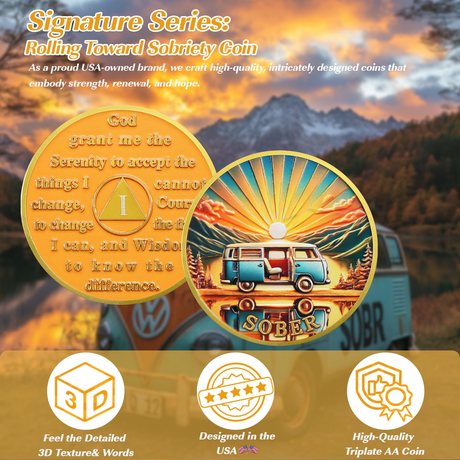 Personalized Rolling Toward Recovery Sobriety Coin mysite