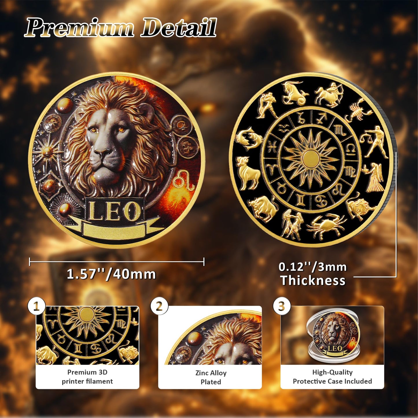 Cool Leo 12 Zodiac Challenge Coin mysite