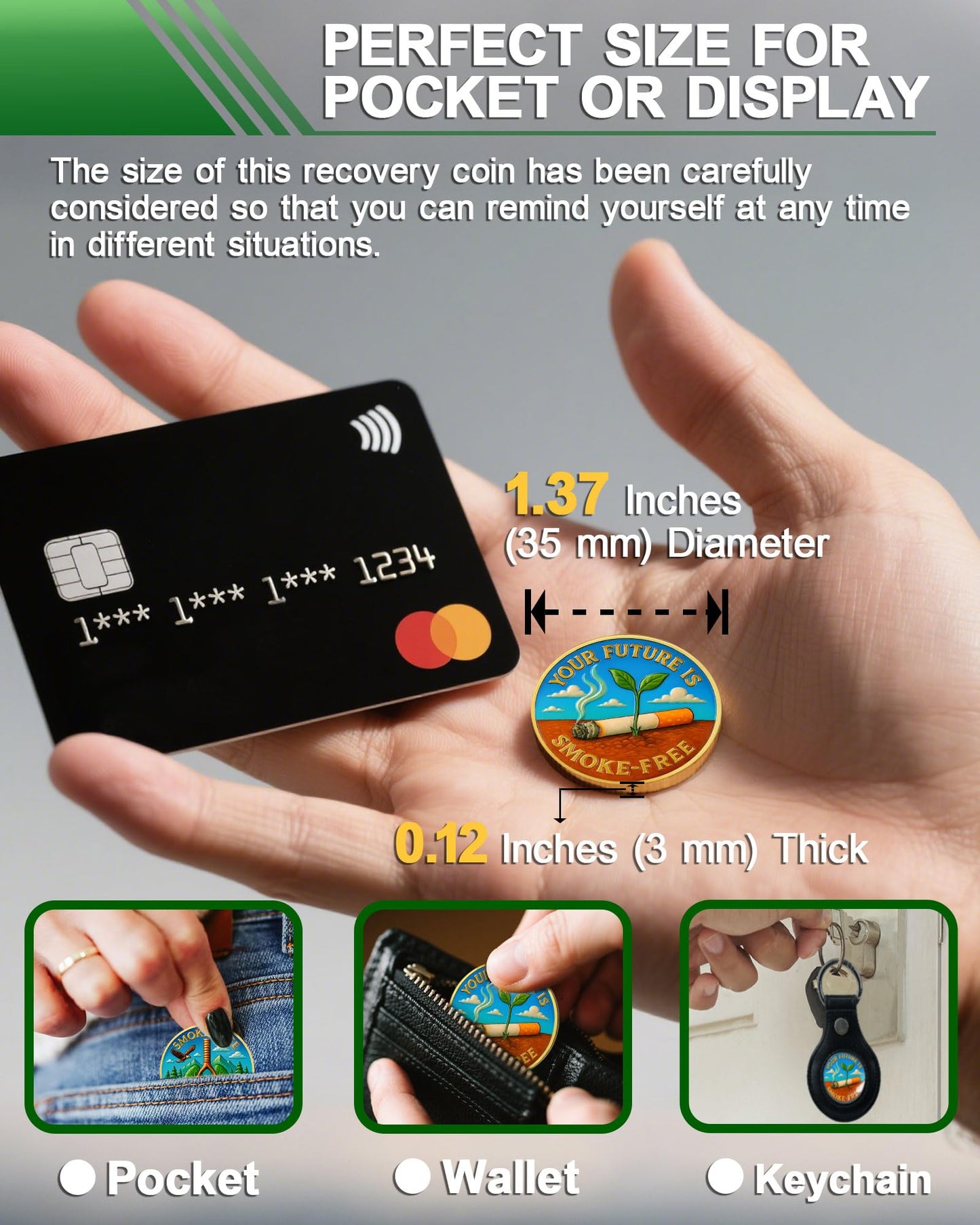 Quit Smoking Recovery Coin, Your Future is Smoke-Free Sobriety Coin - Addiction Recovery Medals for Anxiety Relief, Anti-Smoking Inspirational Gifts for Men & Women YRCKUDZKG