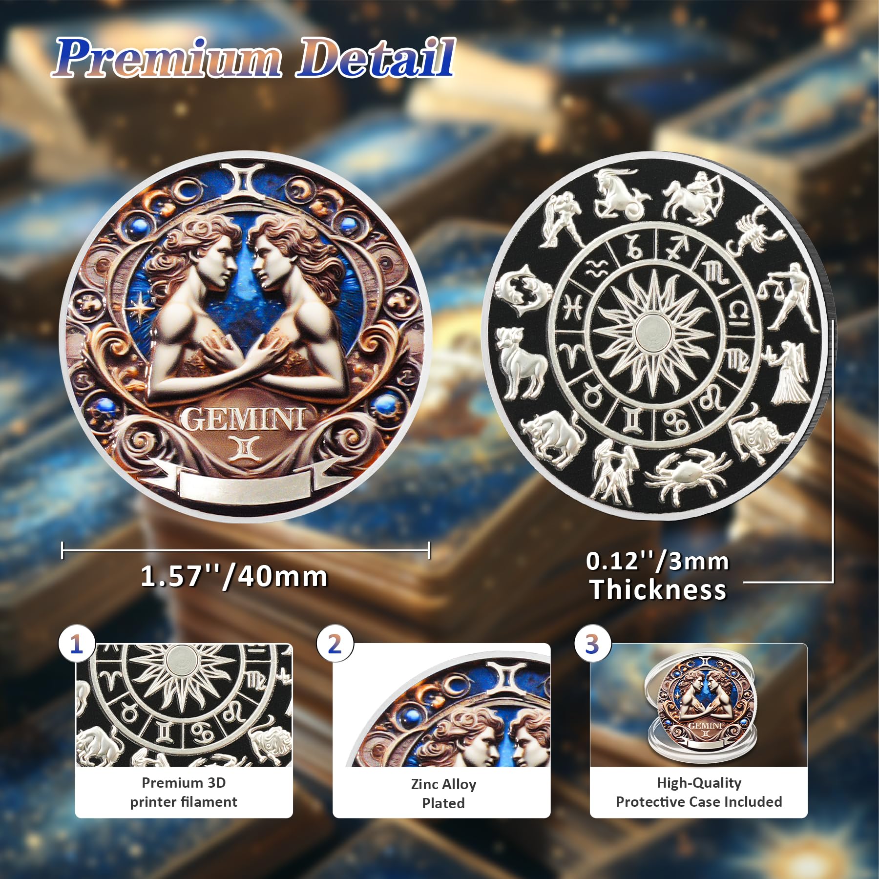 Cool Gemini 12 Zodiac Protective Talisman Challenge Coin mysite
