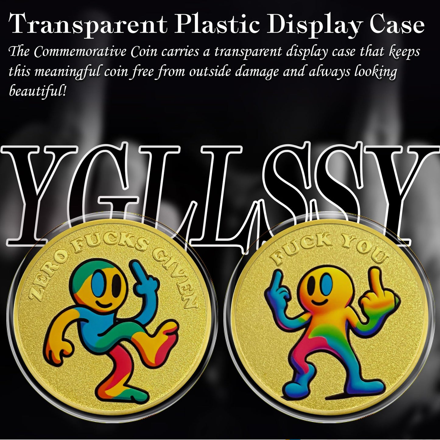Middle Finger Challenge Coin Colorful Cartoon Smile Character Coin mysite