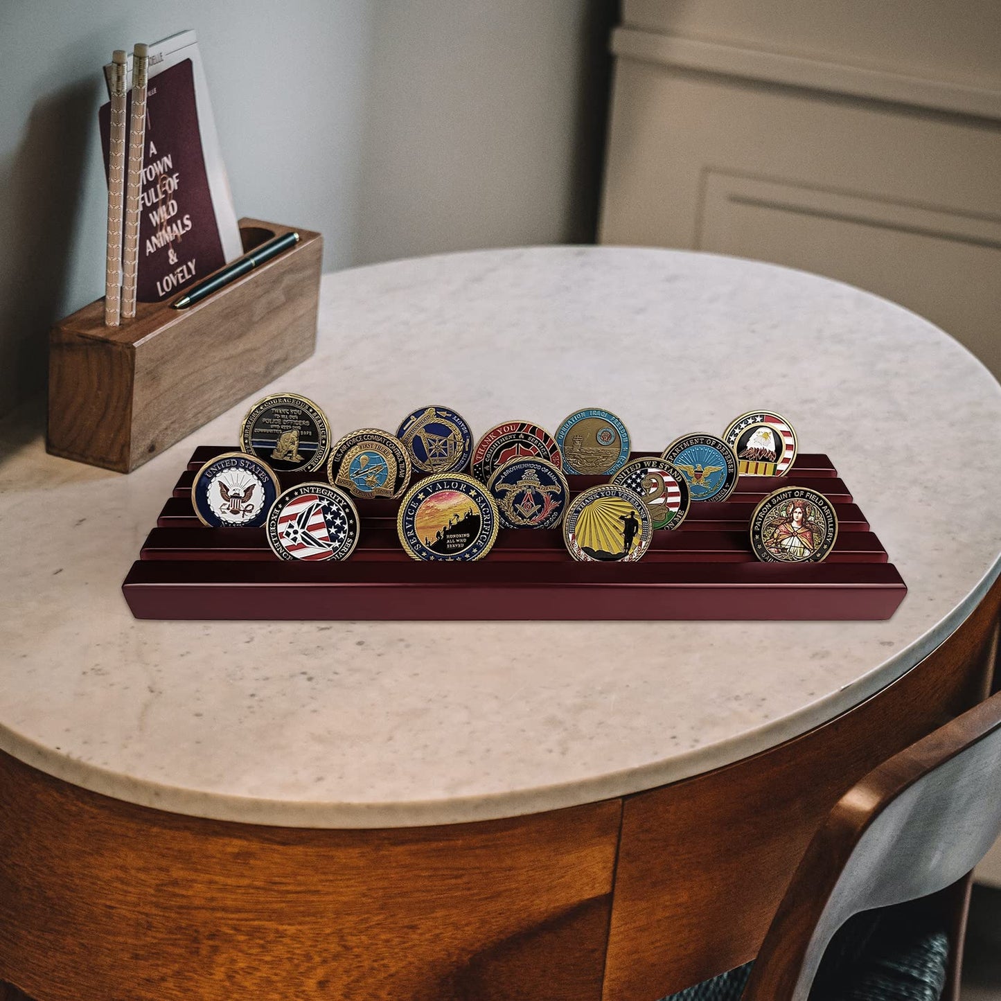 4 Row Coins Display Holder Solid Wood Coin Stand Holds 30 Coins mysite