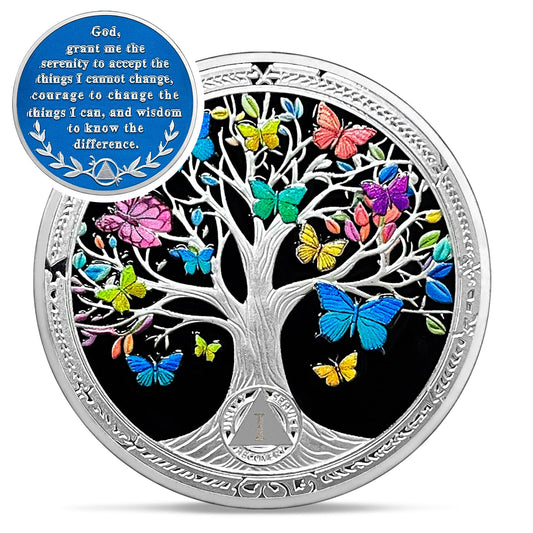 Personalized Colorful Butterfly Vintage Sobriety Coin mysite