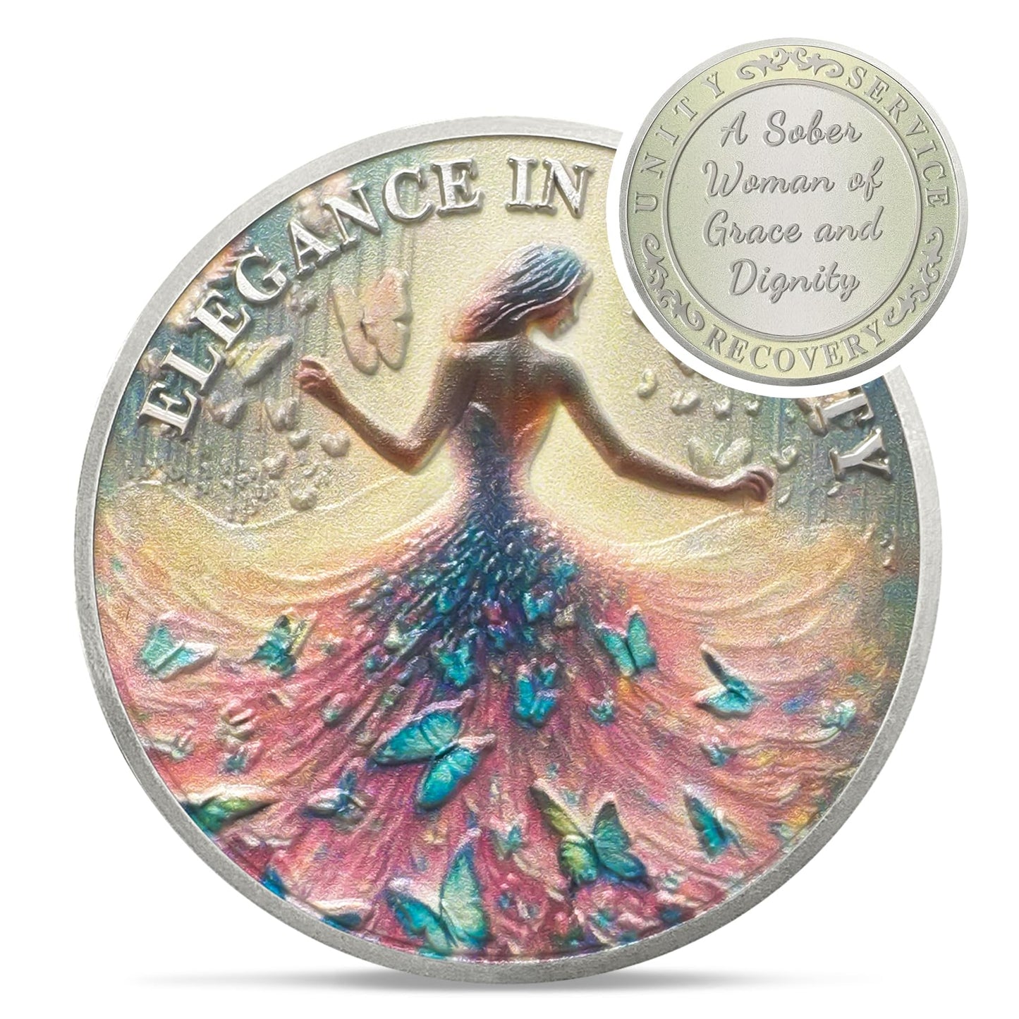 Personalized Celebrate Narcotics Alcoholics Sister Power Addiction Artsy Grace Women Sobriety Coin mysite