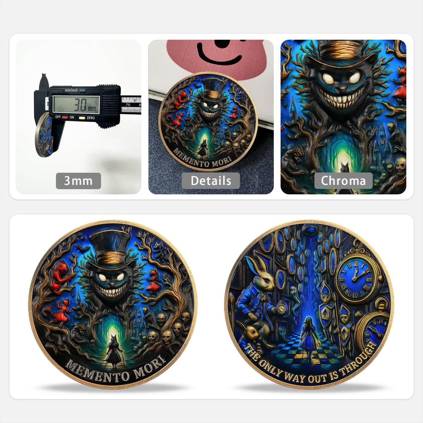 Memento Mori Coin Gothic Skull and Clock Token with Quote, Inspirational Pocket Coin mysite