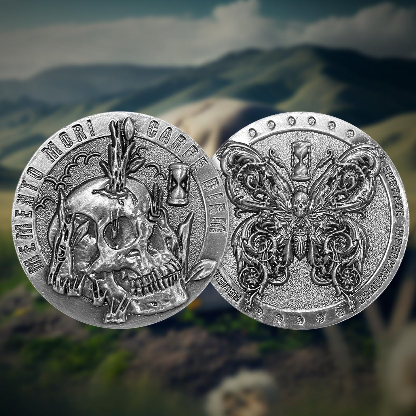 Memento Mori Coin Memento Vivere Skull Token Carpe Diem Reminder mysite