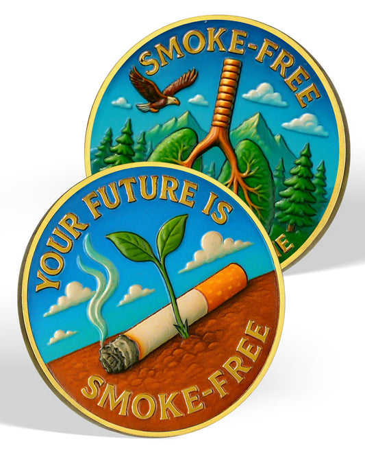Quit Smoking Recovery Coin, Your Future is Smoke-Free Sobriety Coin - Addiction Recovery Medals for Anxiety Relief, Anti-Smoking Inspirational Gifts for Men & Women YRCKUDZKG