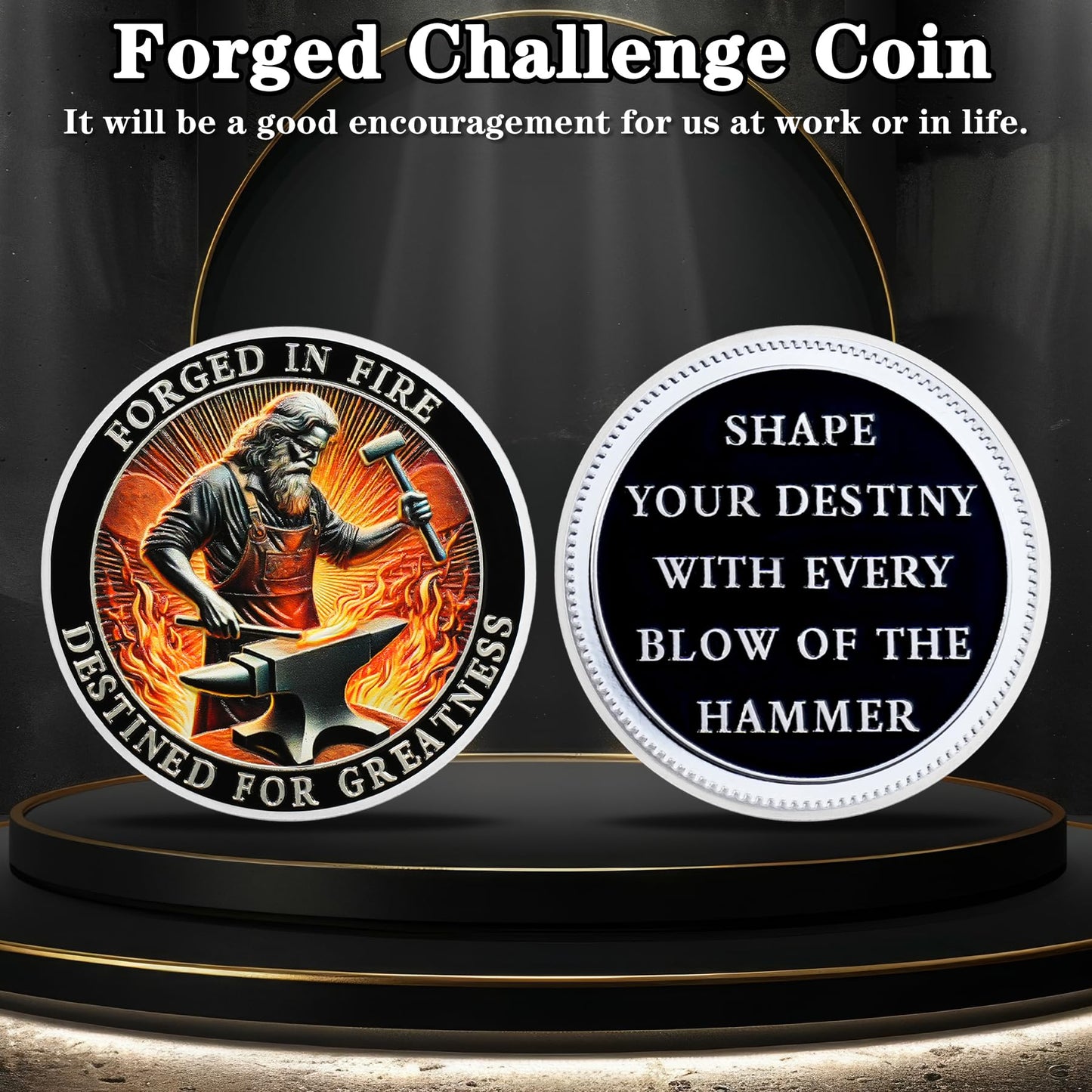 Blacksmith Hammering Forged in Fire Soberity Challenge Coin mysite