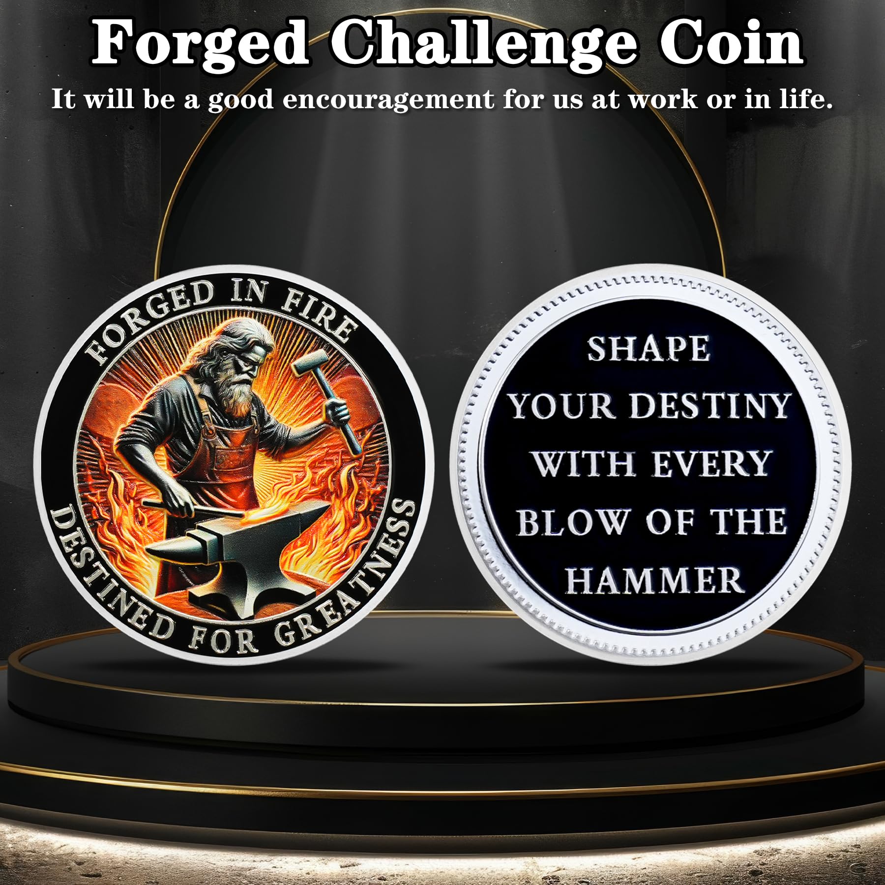 Blacksmith Hammering Forged in Fire Soberity Challenge Coin mysite