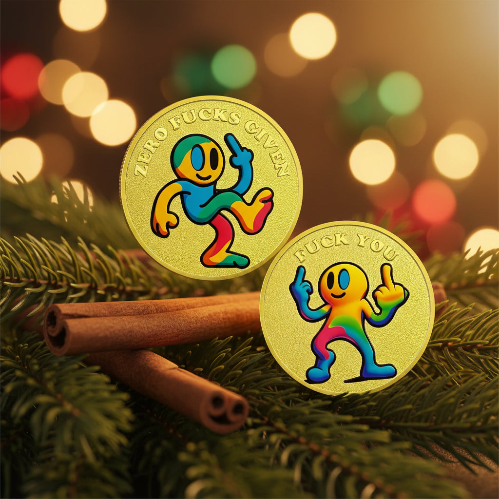 Middle Finger Challenge Coin Colorful Cartoon Smile Character Coin mysite