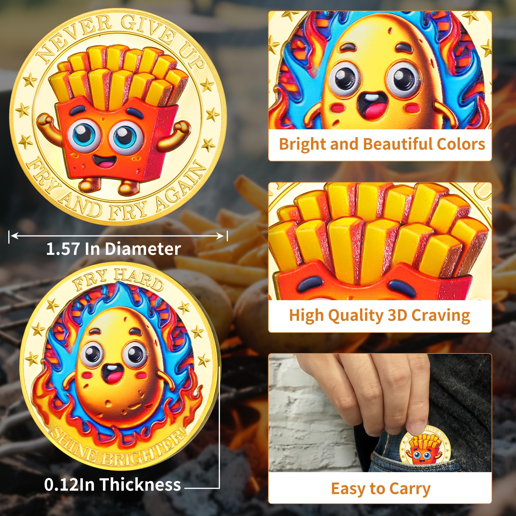 Fry Hard Potato Inspirational Challenge Coin mysite