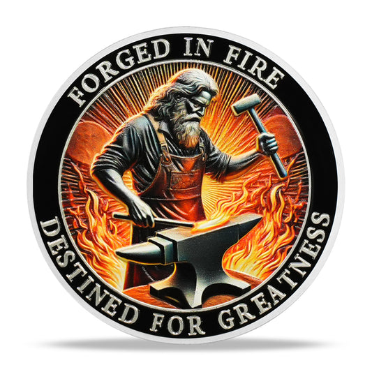 Blacksmith Hammering Forged in Fire Soberity Challenge Coin mysite