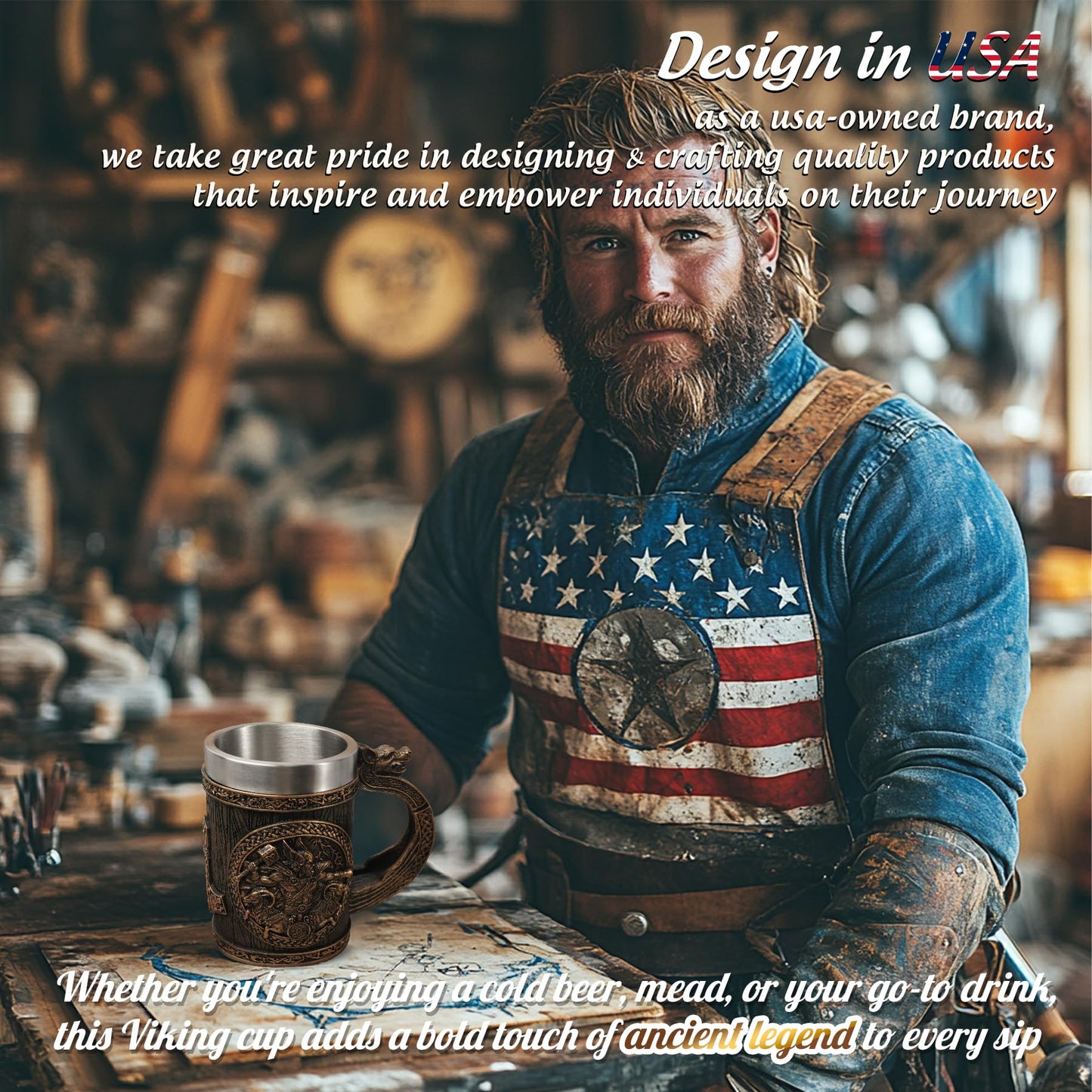 Original Handmade 304 Stainless Steel 20oz Viking Runes Mug mysite