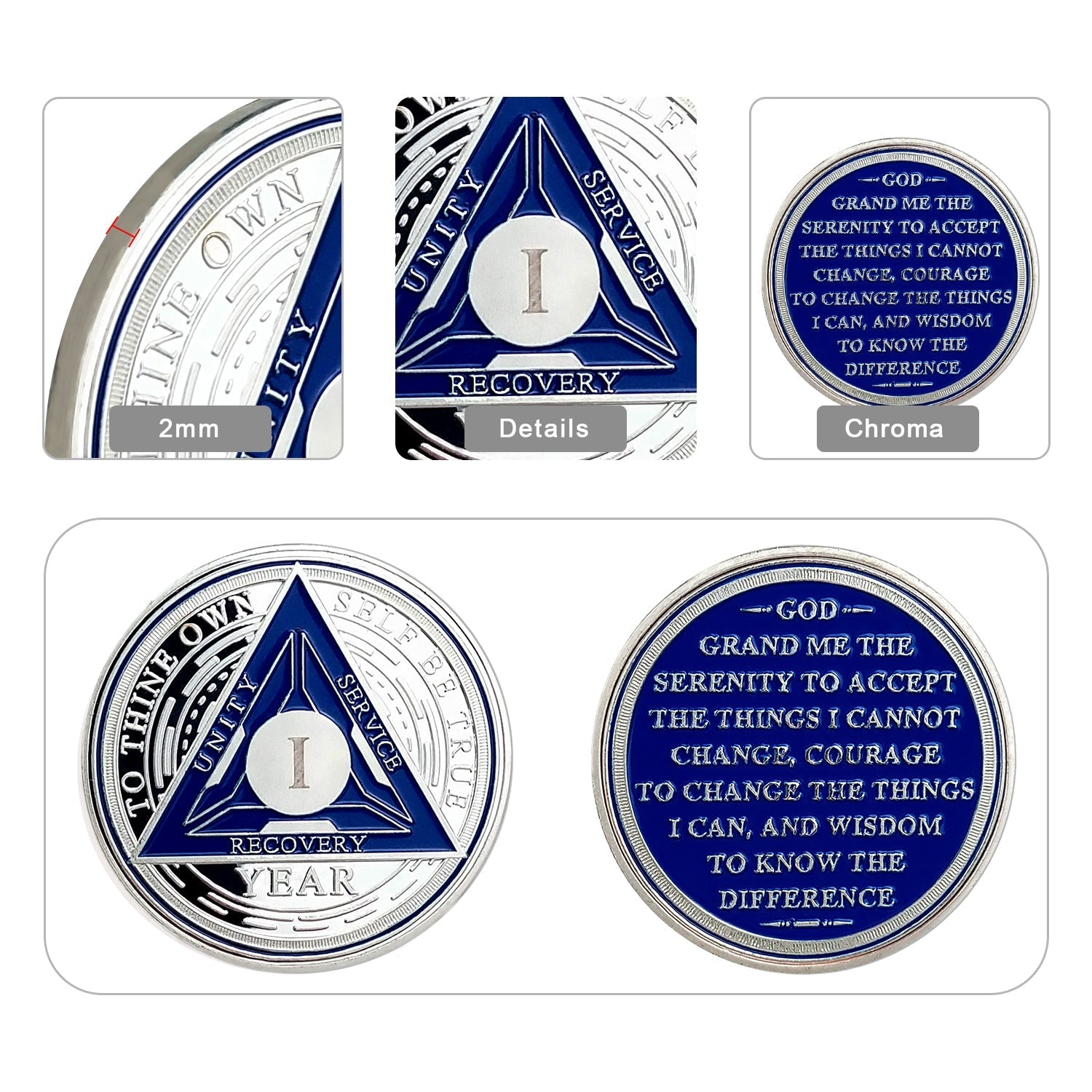 Blue Triangle 1 to 6 Year Recovery Sobriety Coin AA Chip mysite
