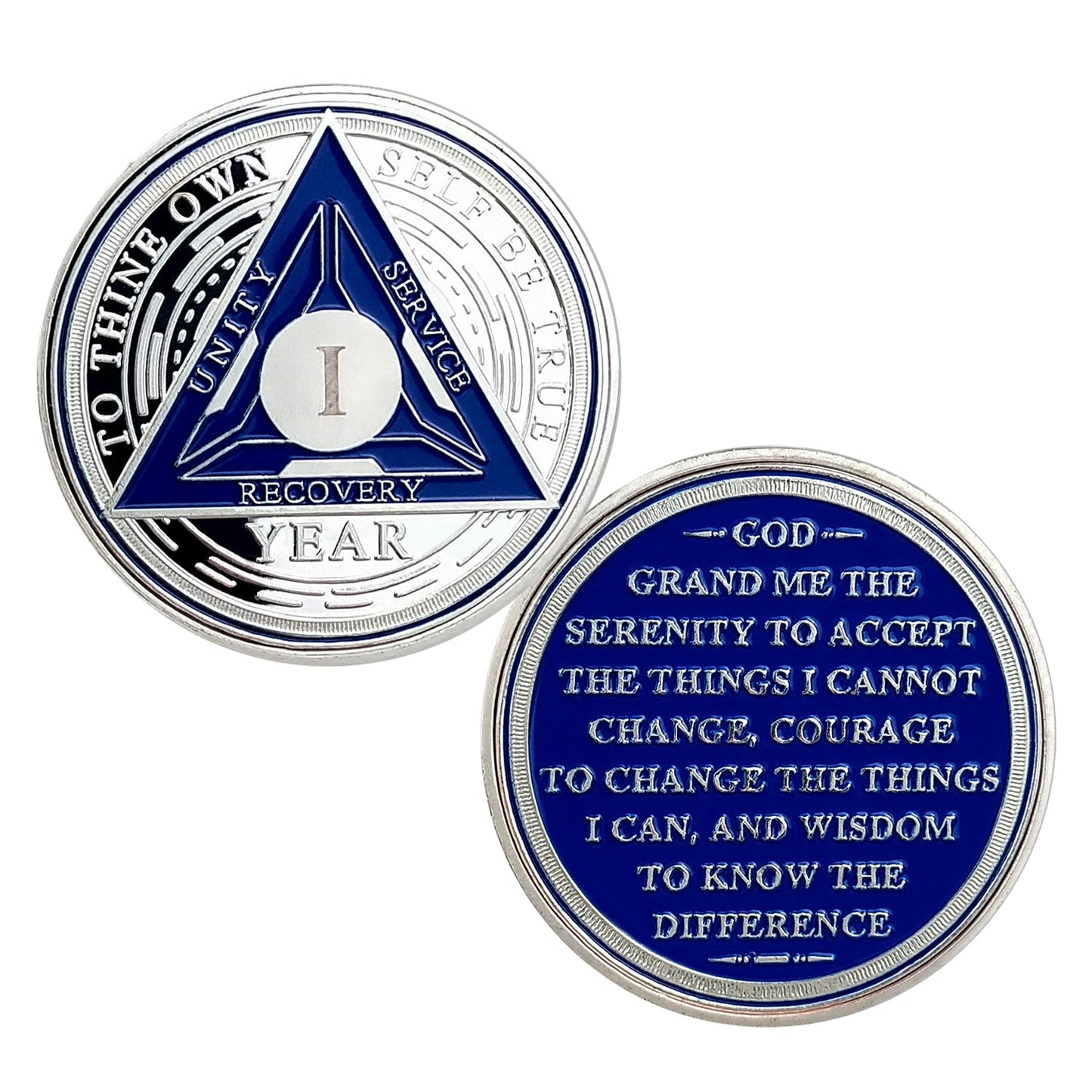 Blue Triangle 1 to 6 Year Recovery Sobriety Coin AA Chip mysite