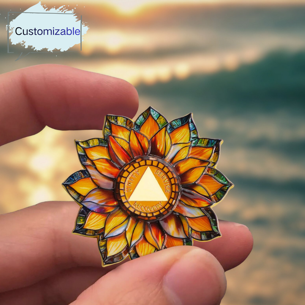 Personalized Sunflower Sobriety Coin mysite