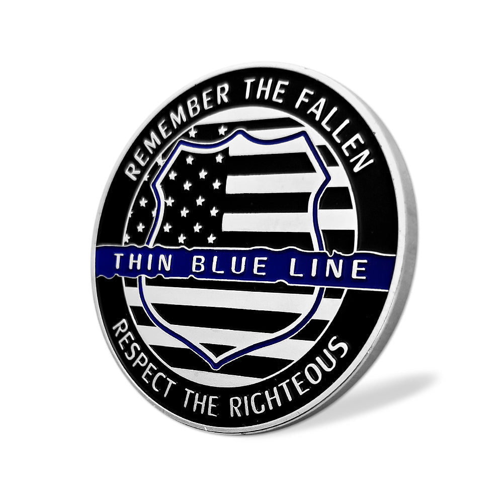 US Police Officer Thin Blue Line Lion Challenge Coin mysite