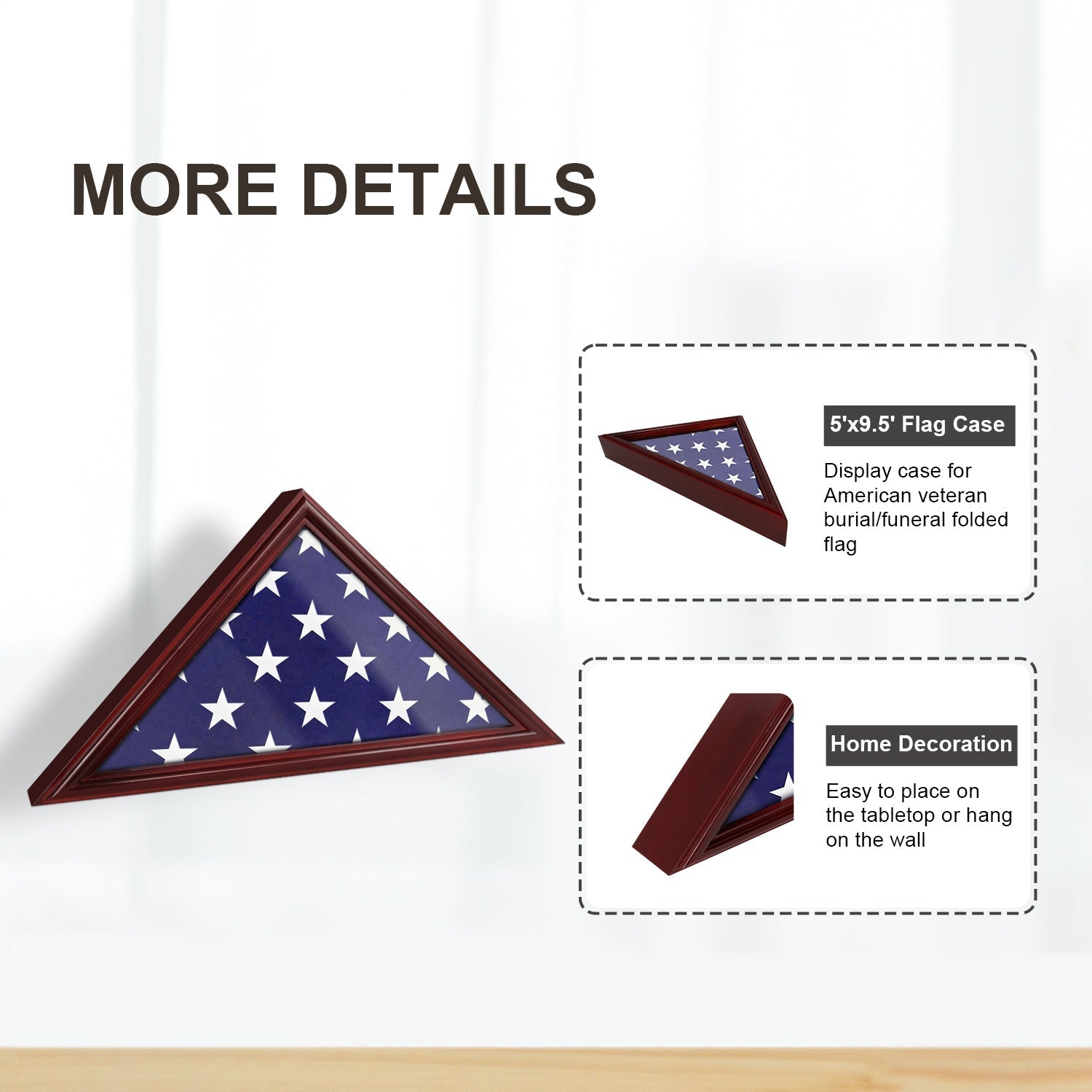 5‘ × 9‘ Memorial Flag Display Cherry Shadow Box mysite